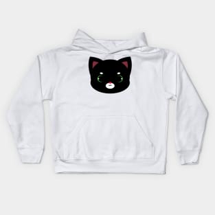 Cute Black Cat With Pink Nose Kids Hoodie